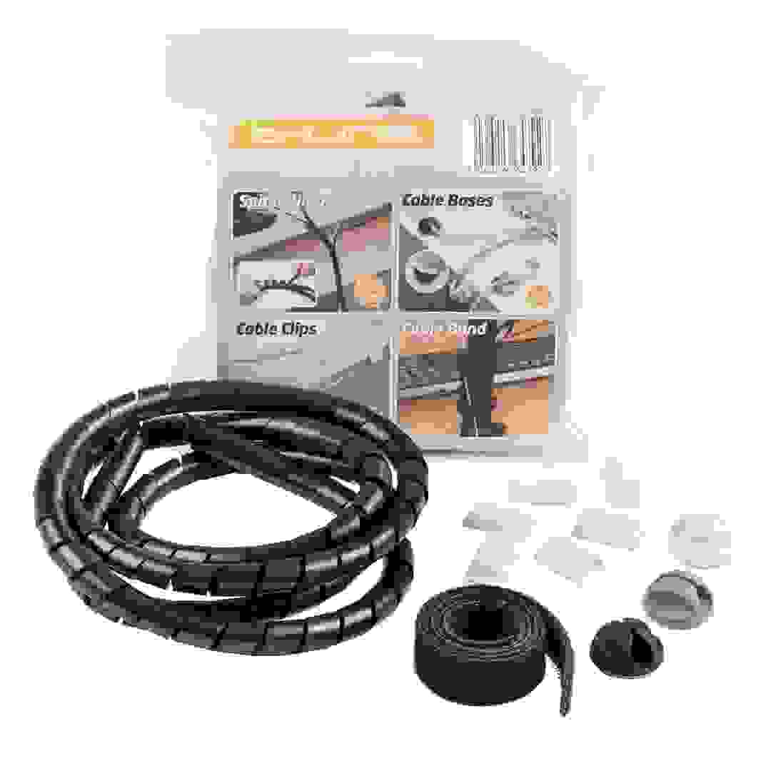 D-Line Desk Cable Tidy Accessory Set (Black,11 Pc.)