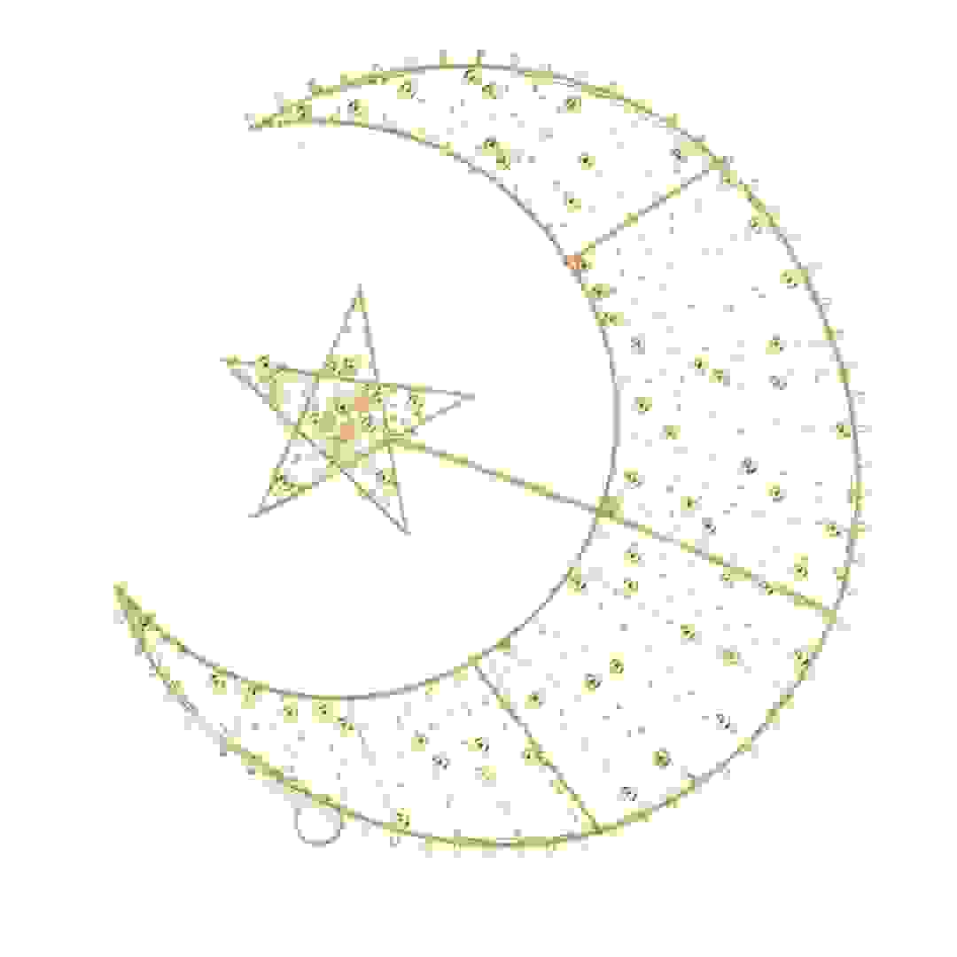 Oasis Flat Beaded Moon with Stars Decor (30 cm)