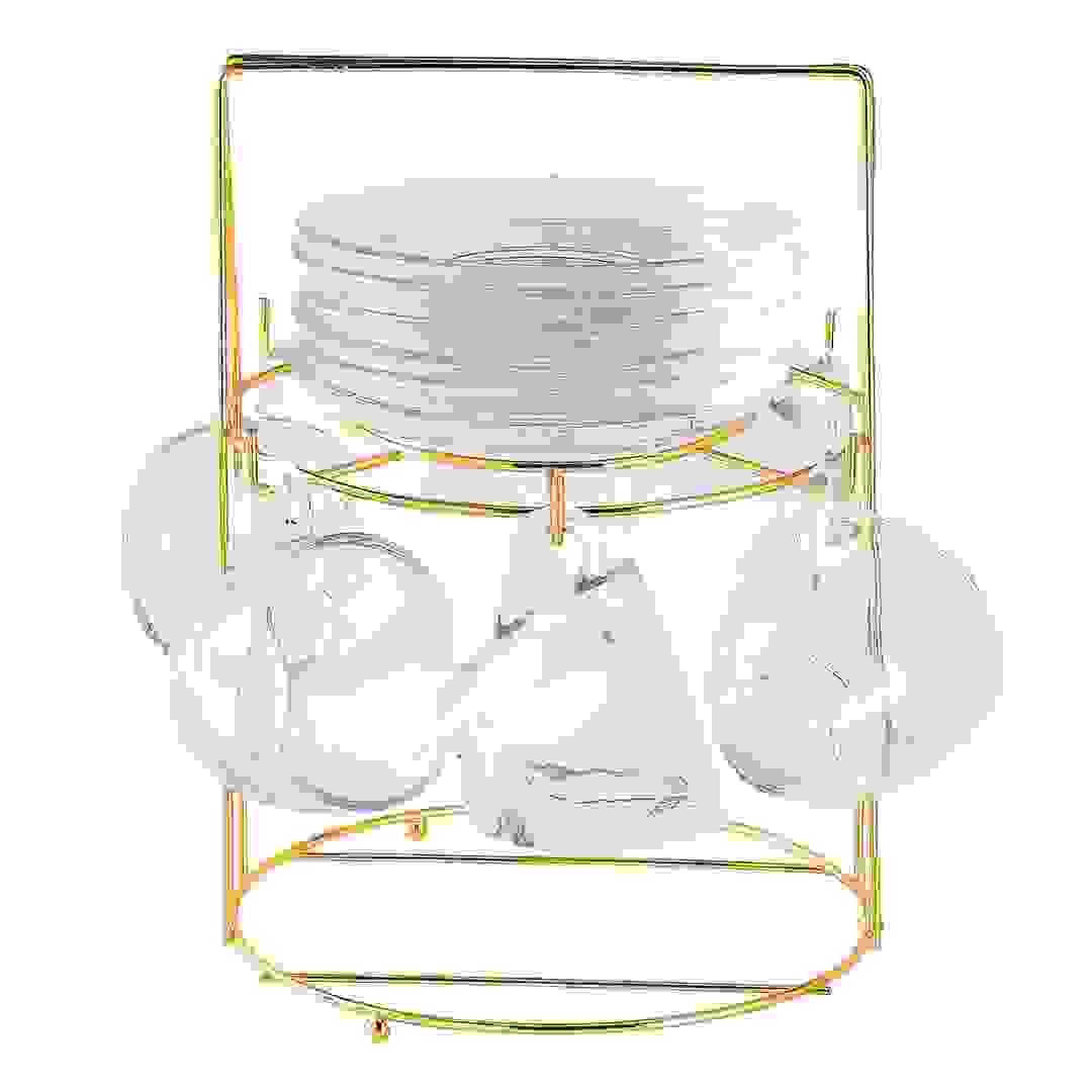 طقم فناجين وصحون فناجين زجاجية مع حامل أوركيد (100 مل، 12 قطعة)