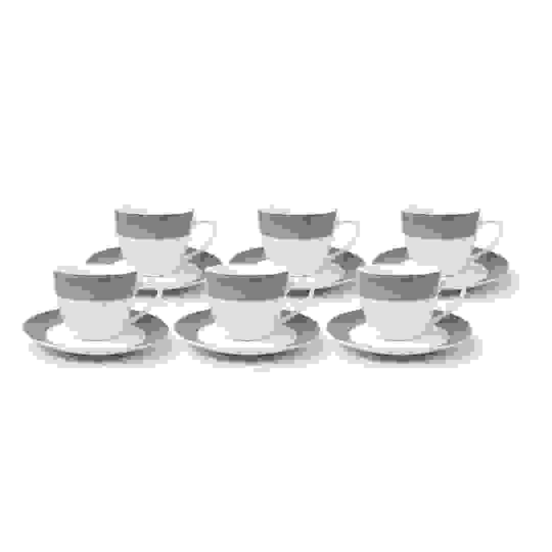 Orchid New Bone China Cup and Saucer Set Decca Pattern (12 Pc.)