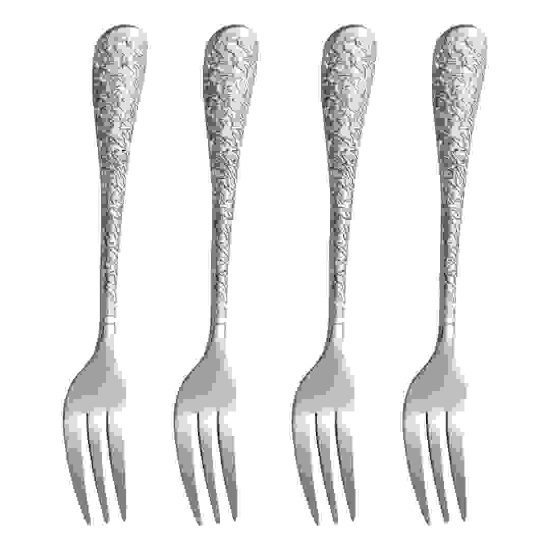 Orchid Artistic Stainless Steel Dessert Cake Fork Set (4 Pc.)