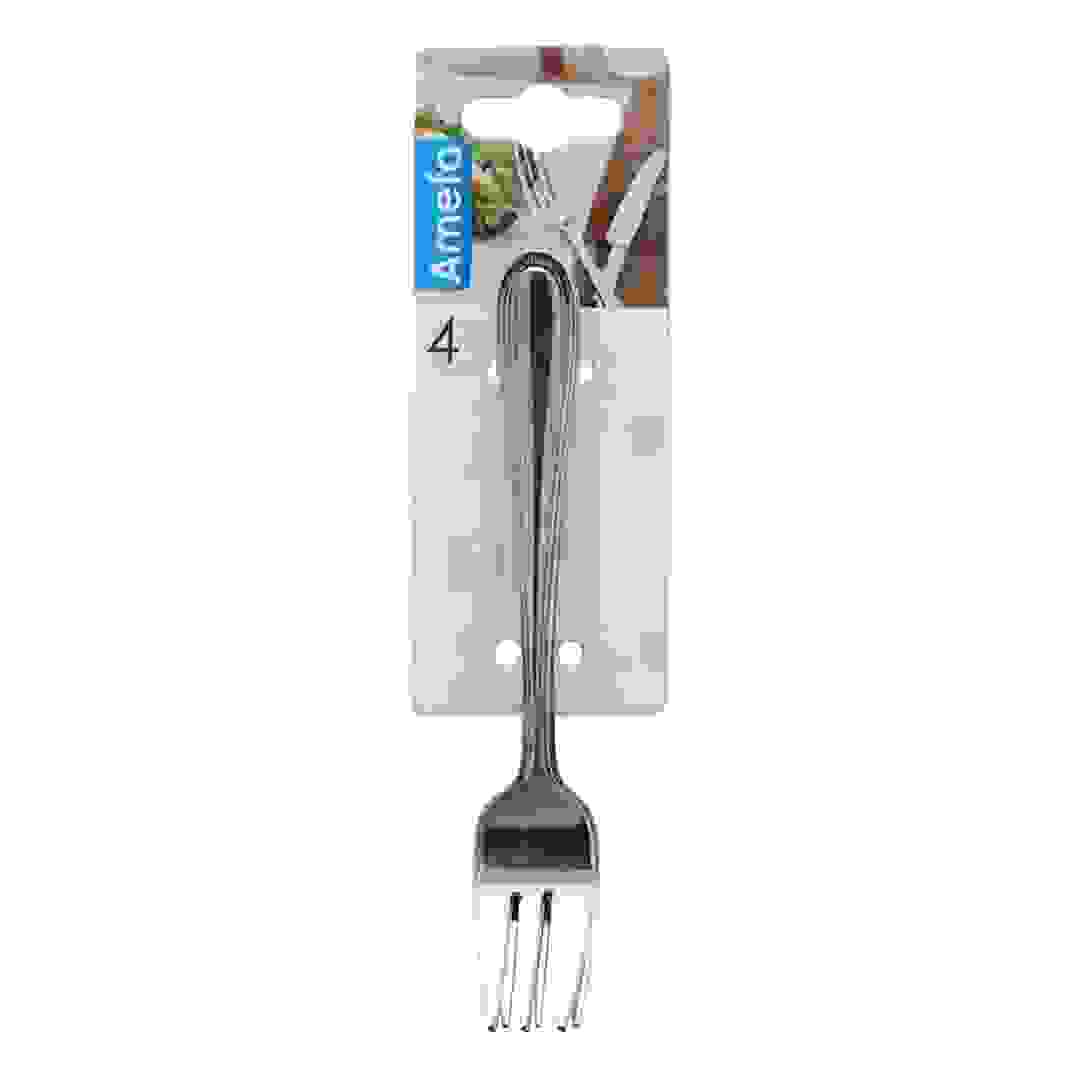 Amefa Pearl Stainless Steel Cake Forks (Silver, 4 Pc.)