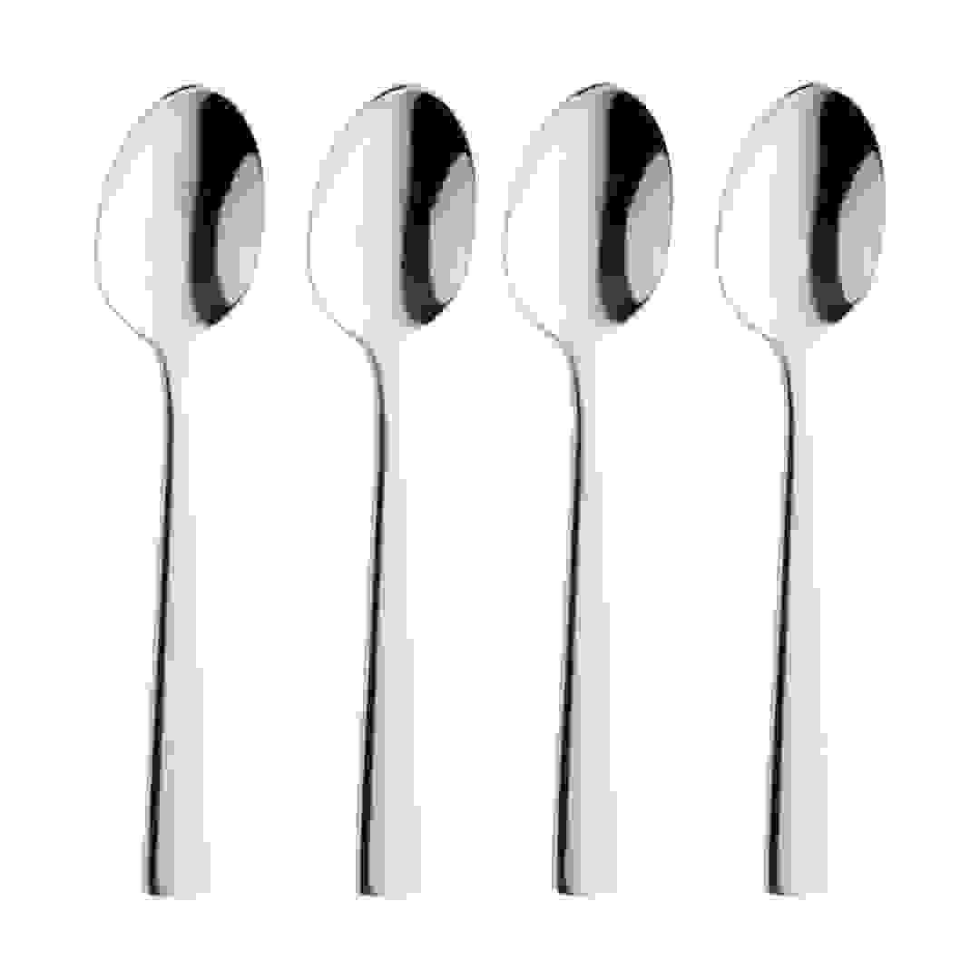 Amefa Moderno Medium Stainless Tea Spoons (Silver, 4 Pc.)