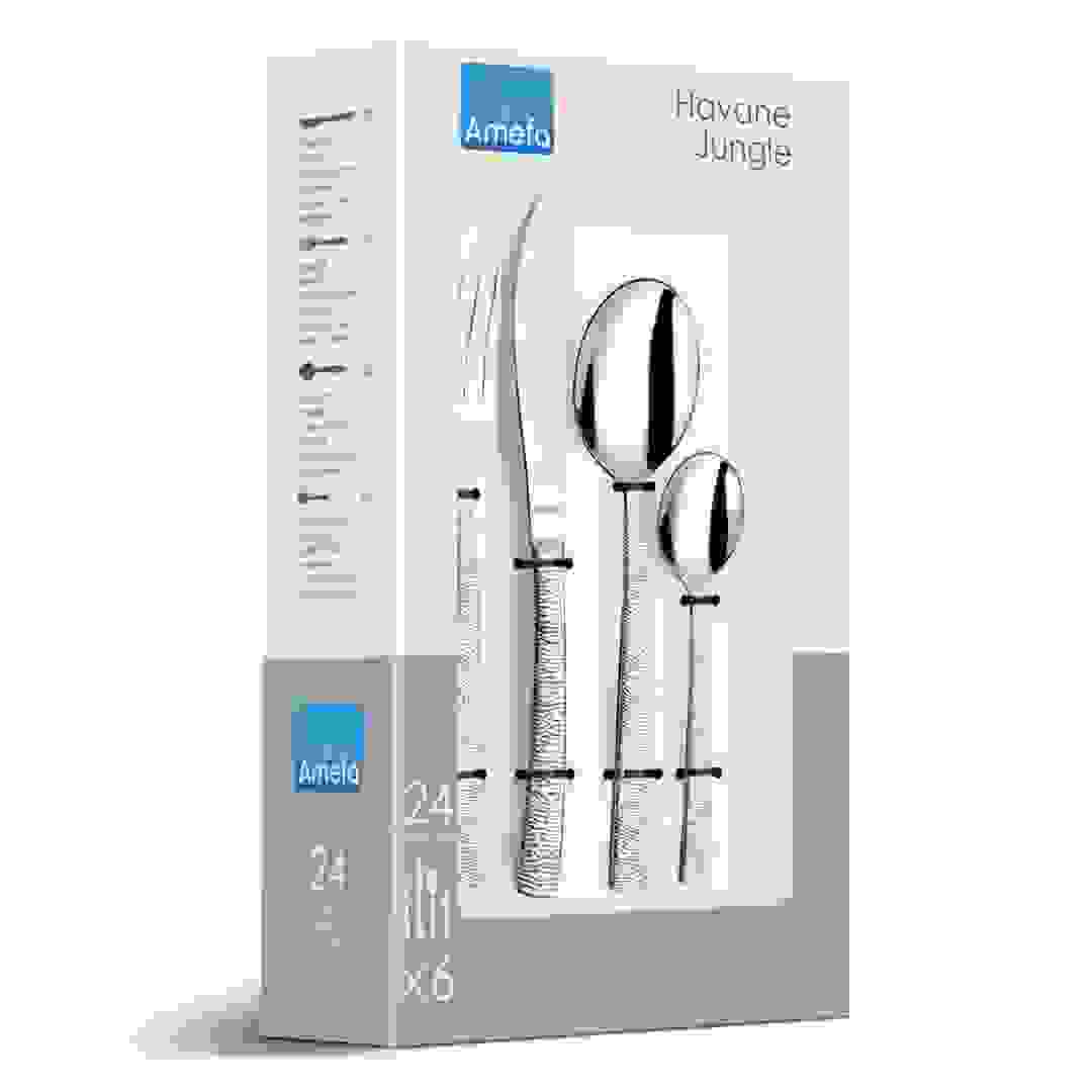 طقم أدوات مائدة ستانلس ستيل أميفا هافانا (فضي، 24 قطعة)