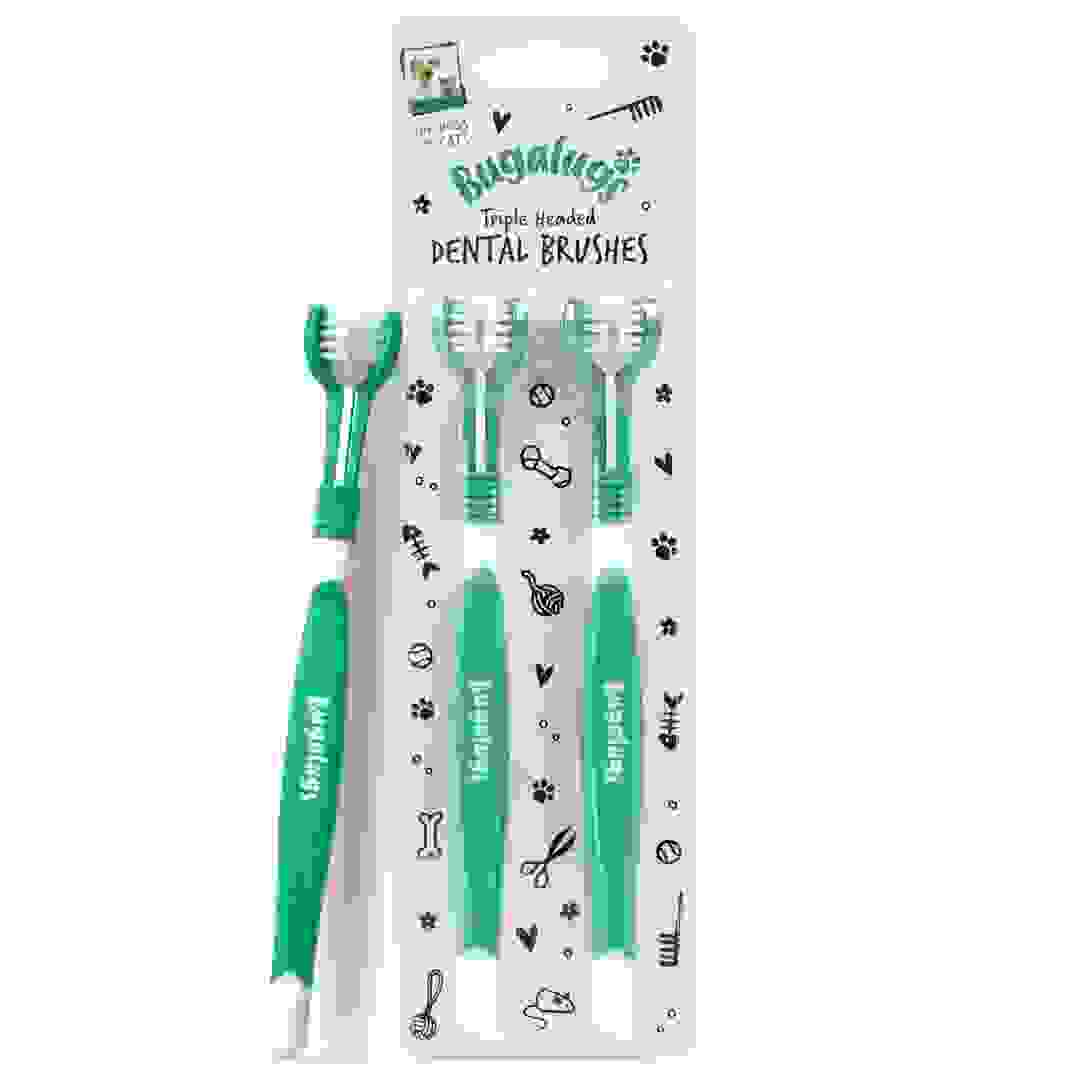 Bugalugs Triple Headed Toothbrush Pack for Dogs & Cats (2 Pc.)