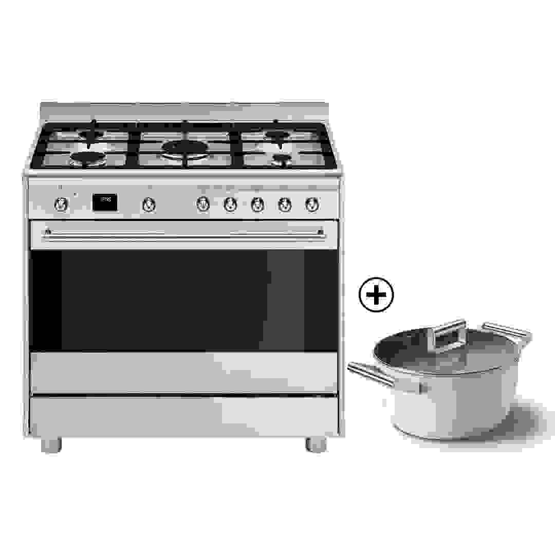 موقد غاز سميج كونسرت كومبينيشن 5 شعلات مع فرن كهربائي SSA91MAP2 (115 لتر، 90 × 90 × 60 سم)