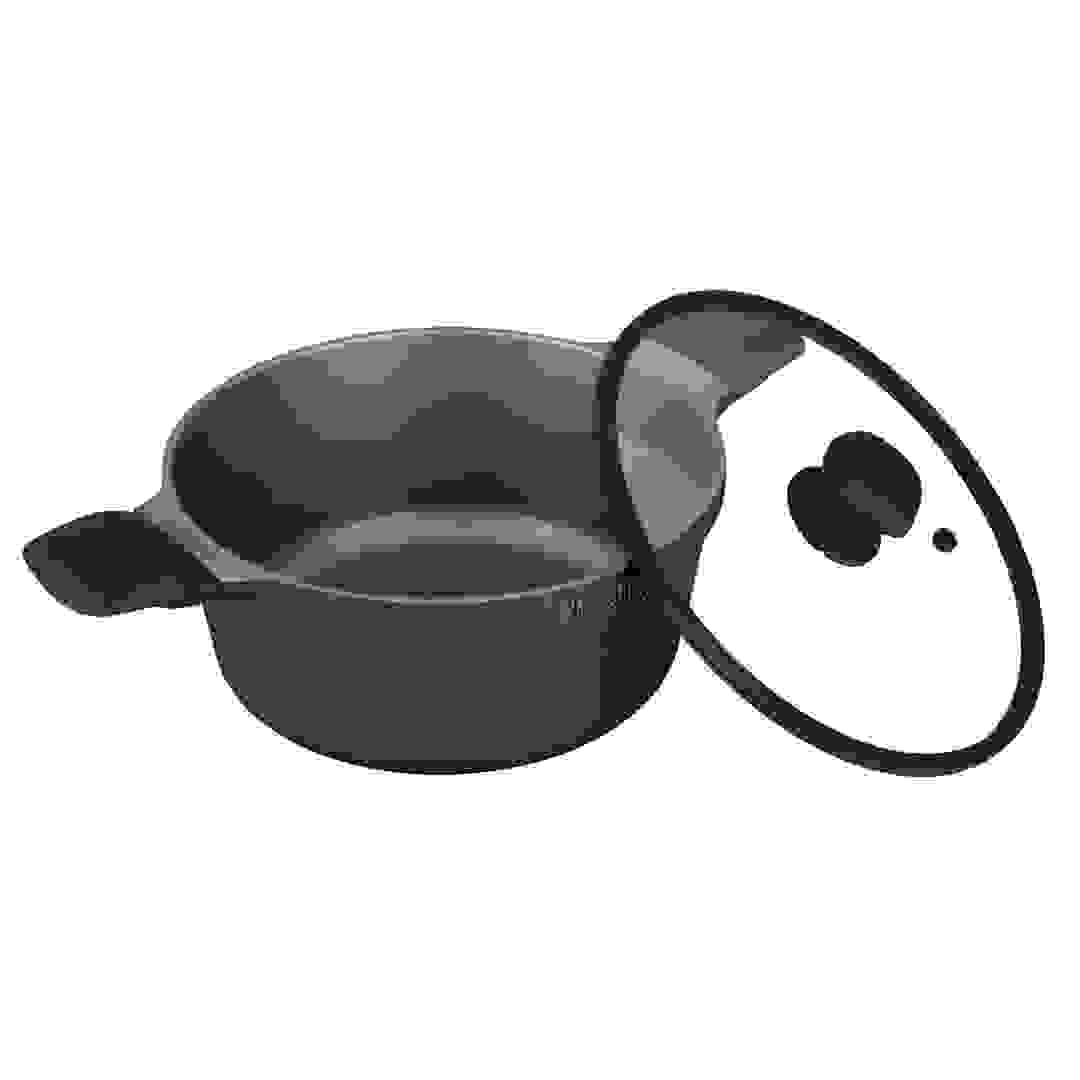 Prestige Essential Cast Aluminum Casserole W/Glass Lid (Black, 24 cm)