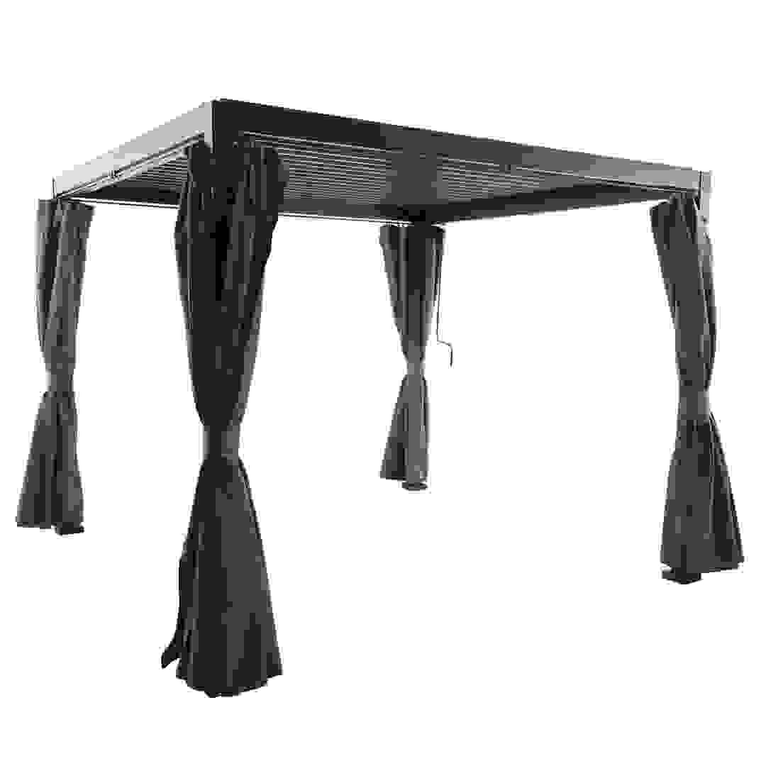 مظلة حديقة فولاذية بغطاء يدوي (أسود، 3 × 3 متر)