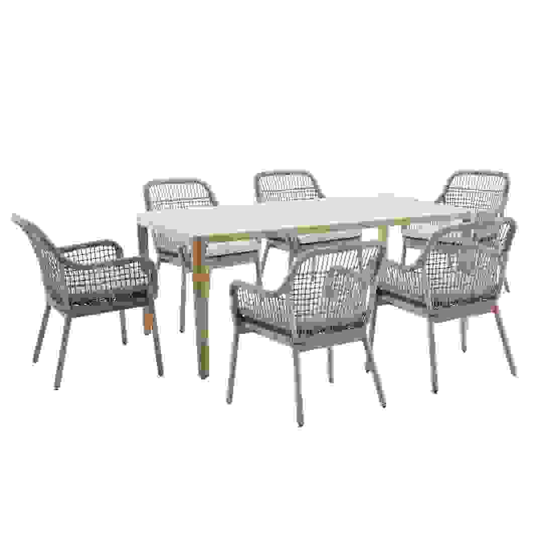 Moka 6 Seater Aluminum Outdoor Dining Set W/Firestone Top