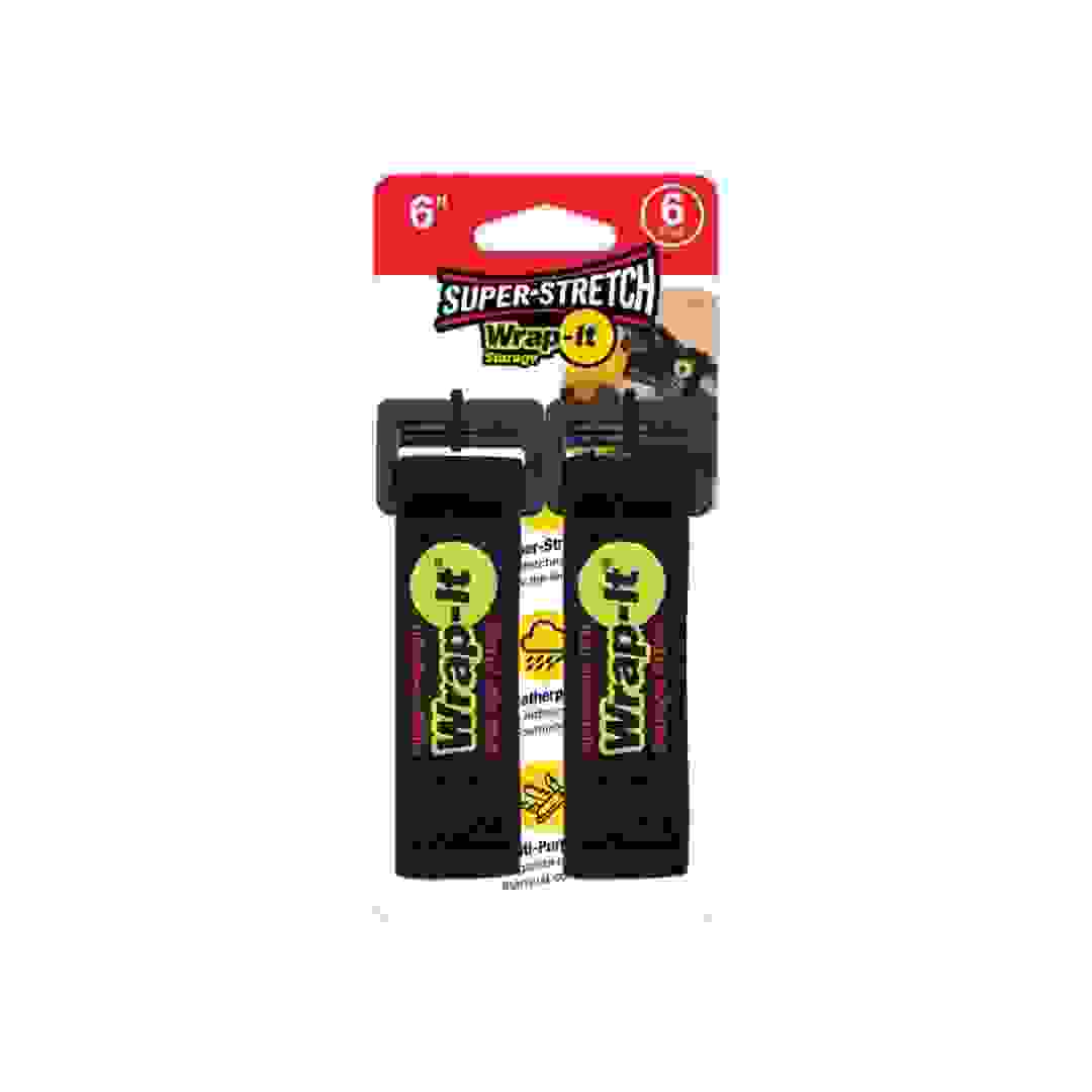 Wrap-It Super Stretch Storage Straps Pack (Black, 15 cm, 6 Pc.)