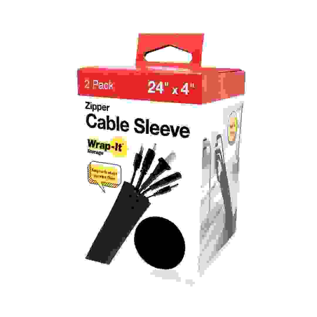 Wrap-It Cable Sleeve Zipper Pack (Black, 60.9 x 10 cm,  2 Pc.)