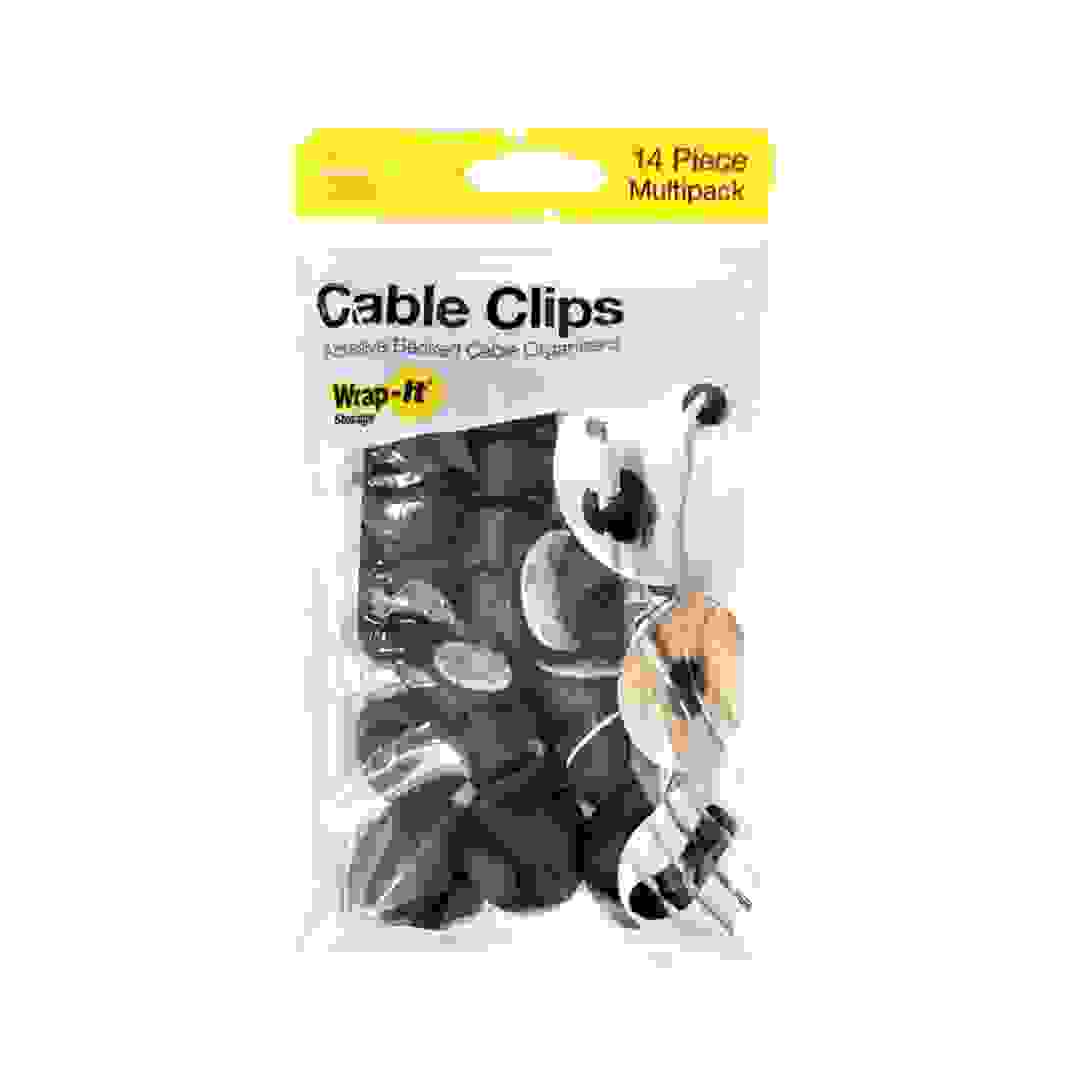 Wrap-It Adhesive Silicone Cable Clips Organizer Pack (Black, 14 Pc.)