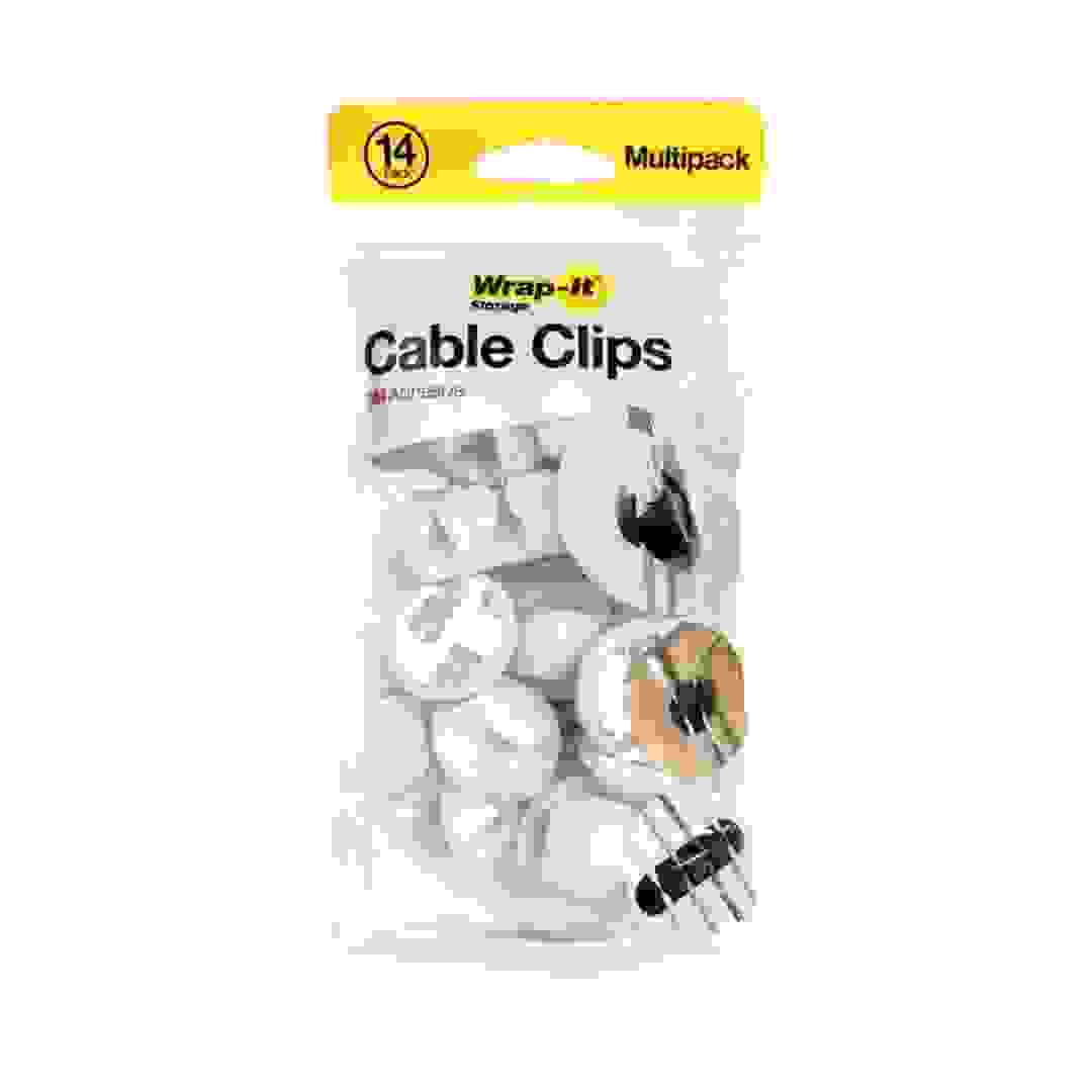 Wrap-It Adhesive Plastic Cable Clips Pack (White, 14 Pc.)