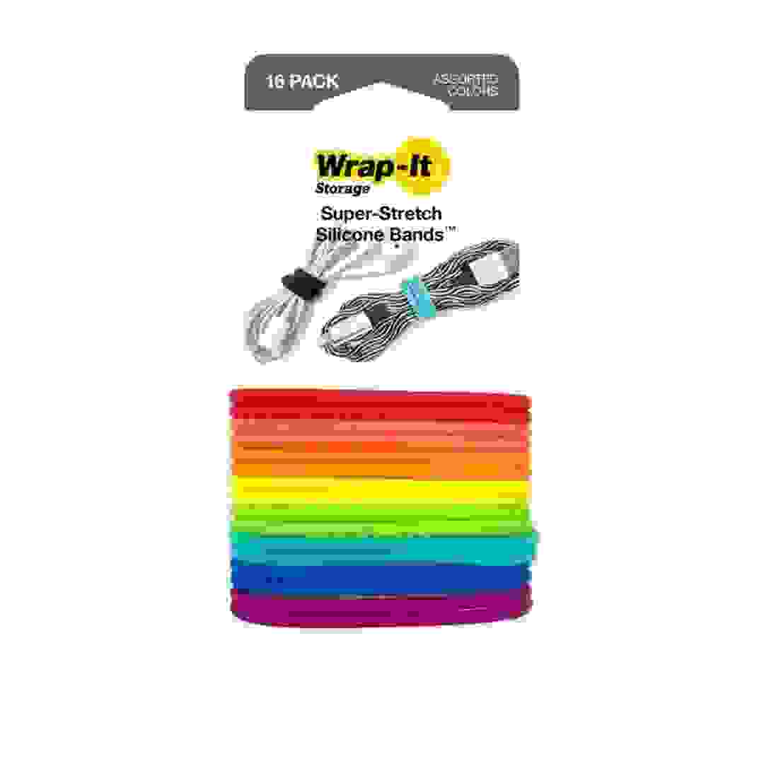 Wrap-It Super Stretch Silicone Cable Bands Pack (Multicolor, 6.9 cm, 16 Pc.)