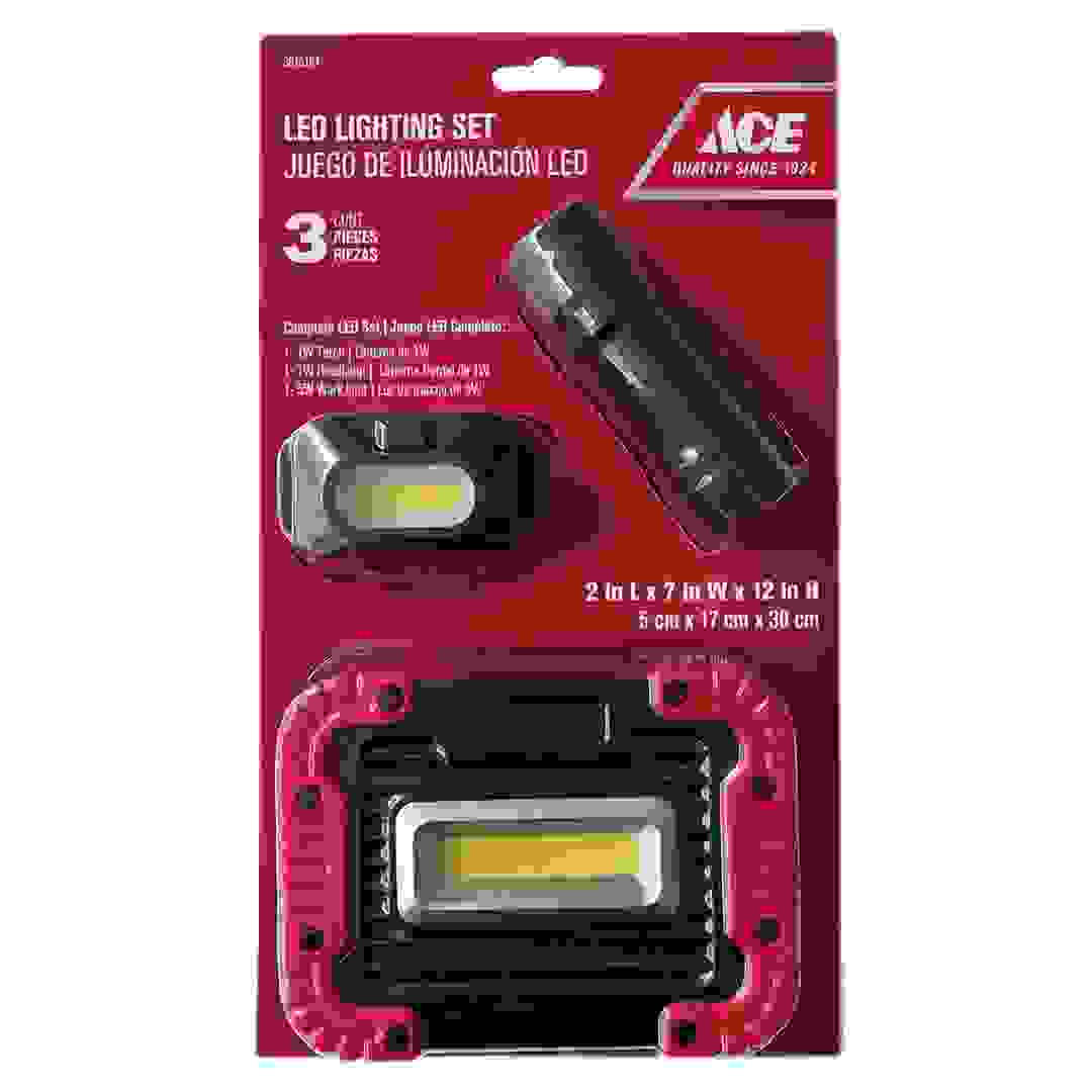 مجموعة إضاءة LED كاملة إيس (مصباح يدوي، مصباح أمامي، مصباح عمل)