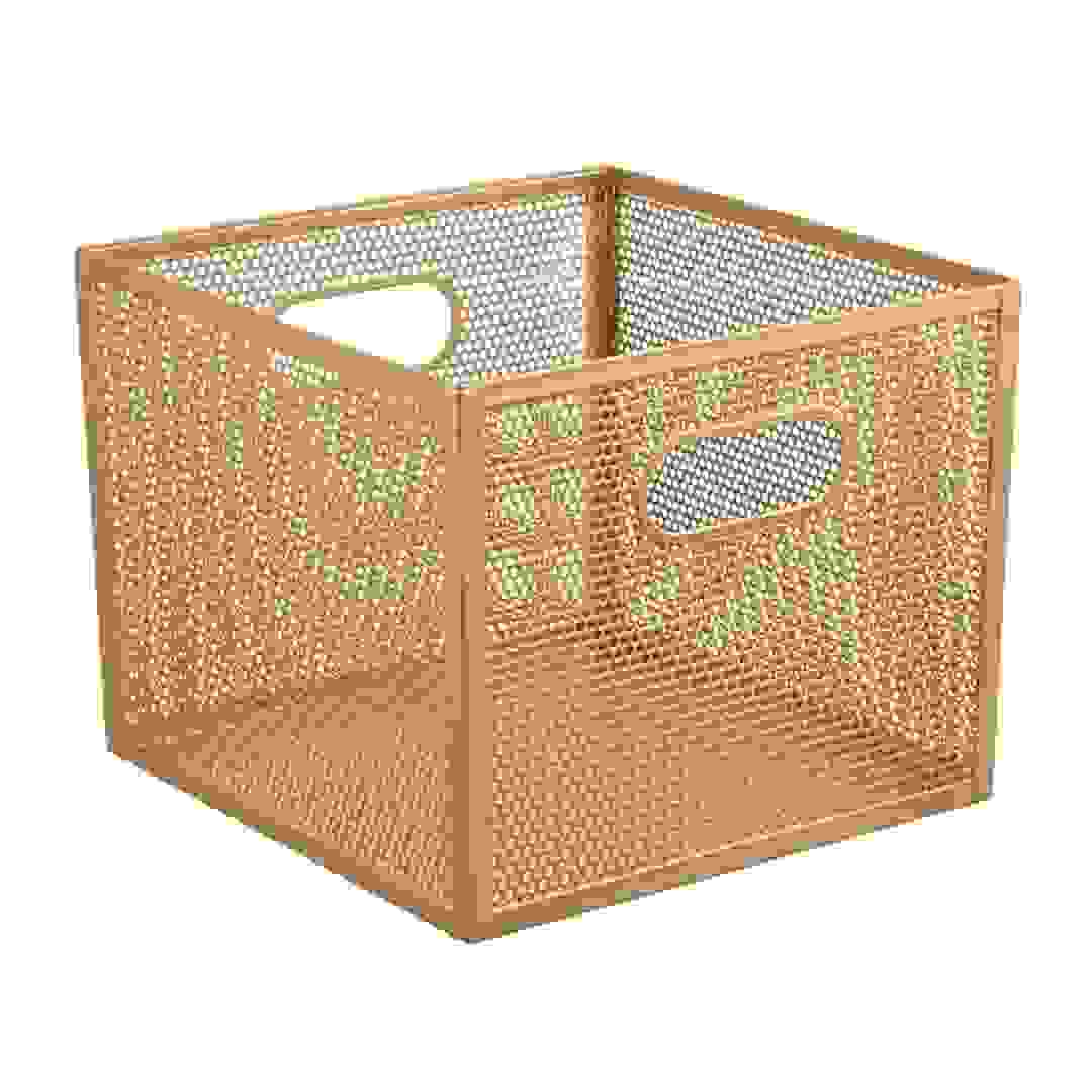 Interdesign Perforated Metal Bin (Brass, 25.4 x 25.4 x 20.3 cm)