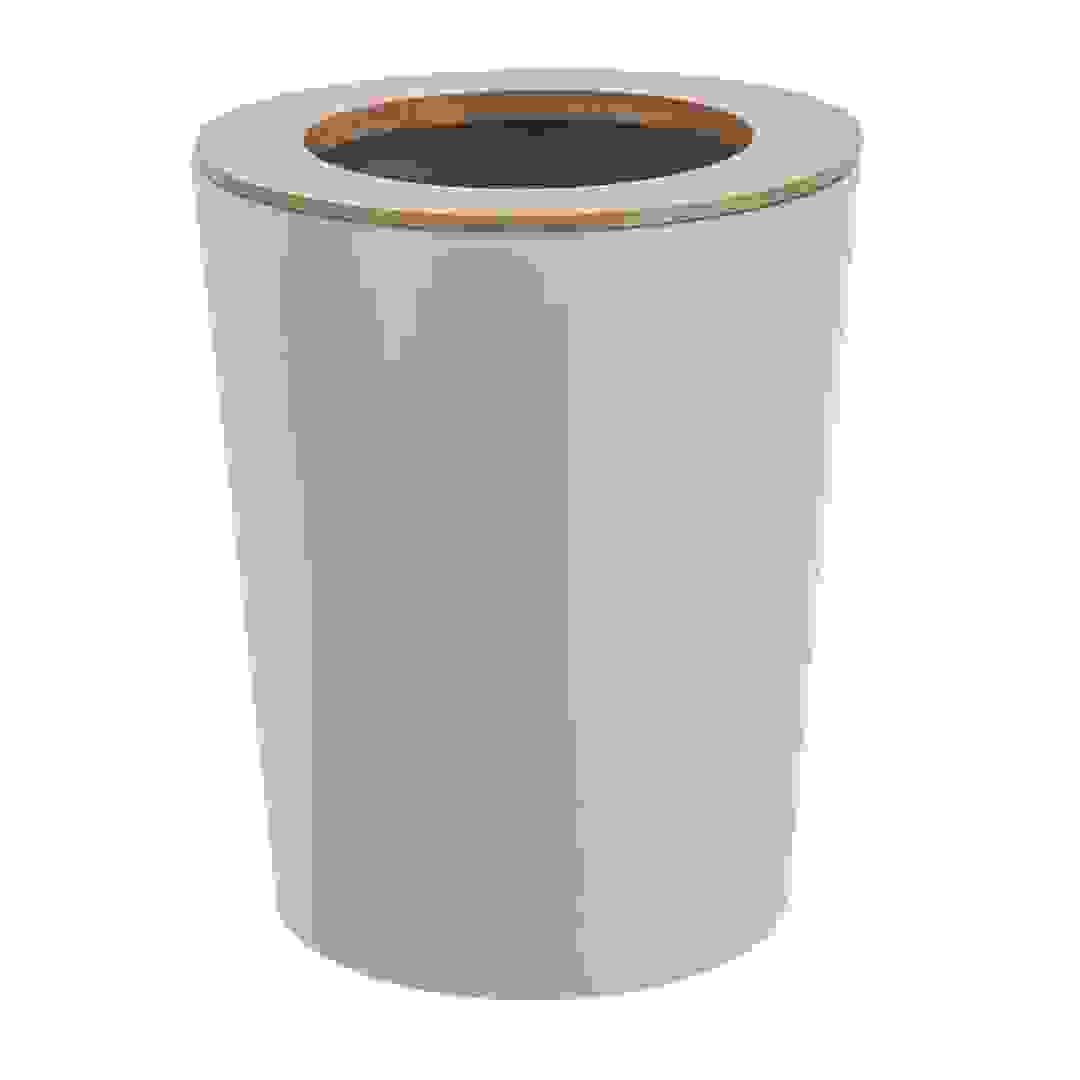 Tendance Metal Dustbin W/Bamboo Lid (Blue, 5L)