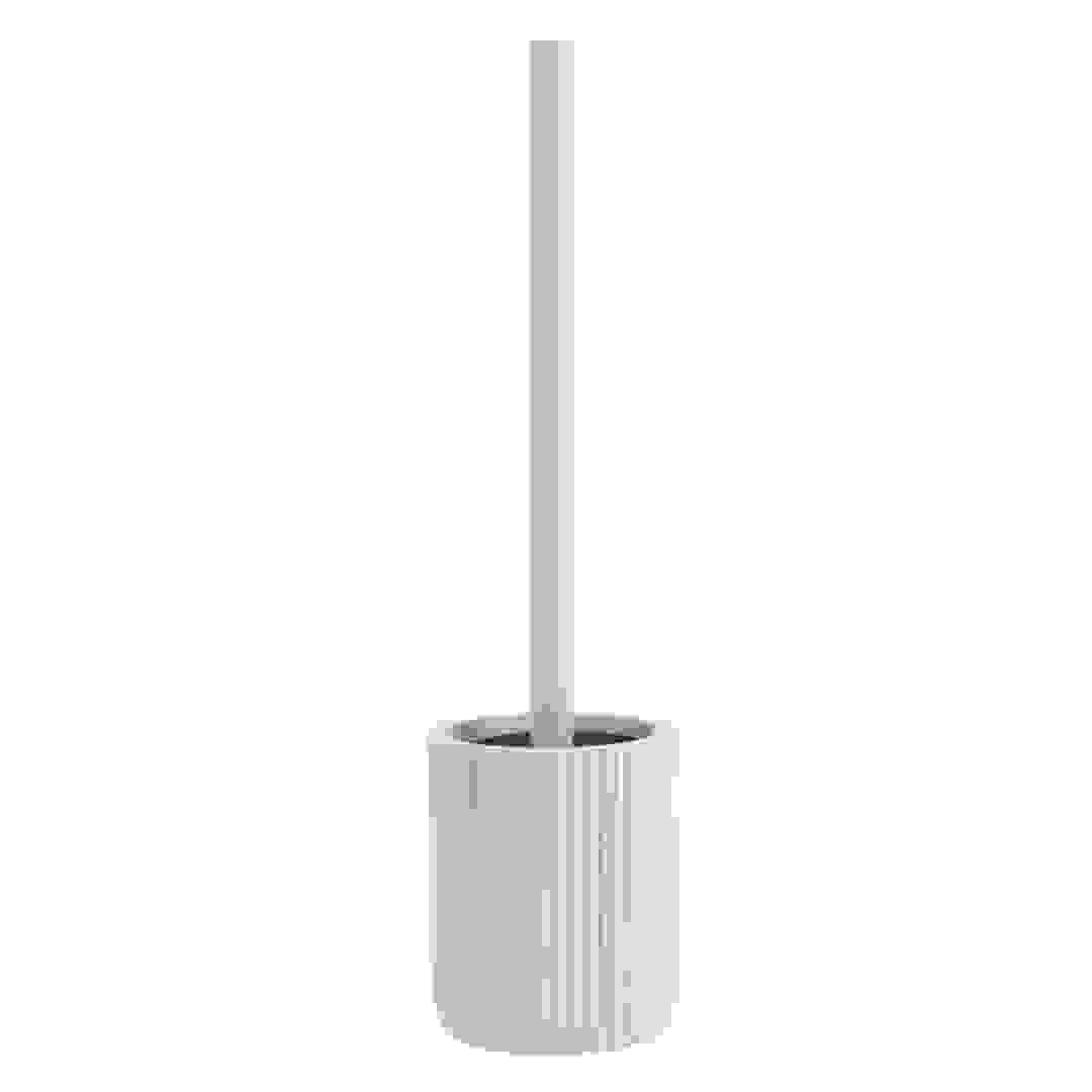 Tendance Polyresin Toilet Brush W/Rounded Stripes Base (White, 9 x 9 x 37 cm)