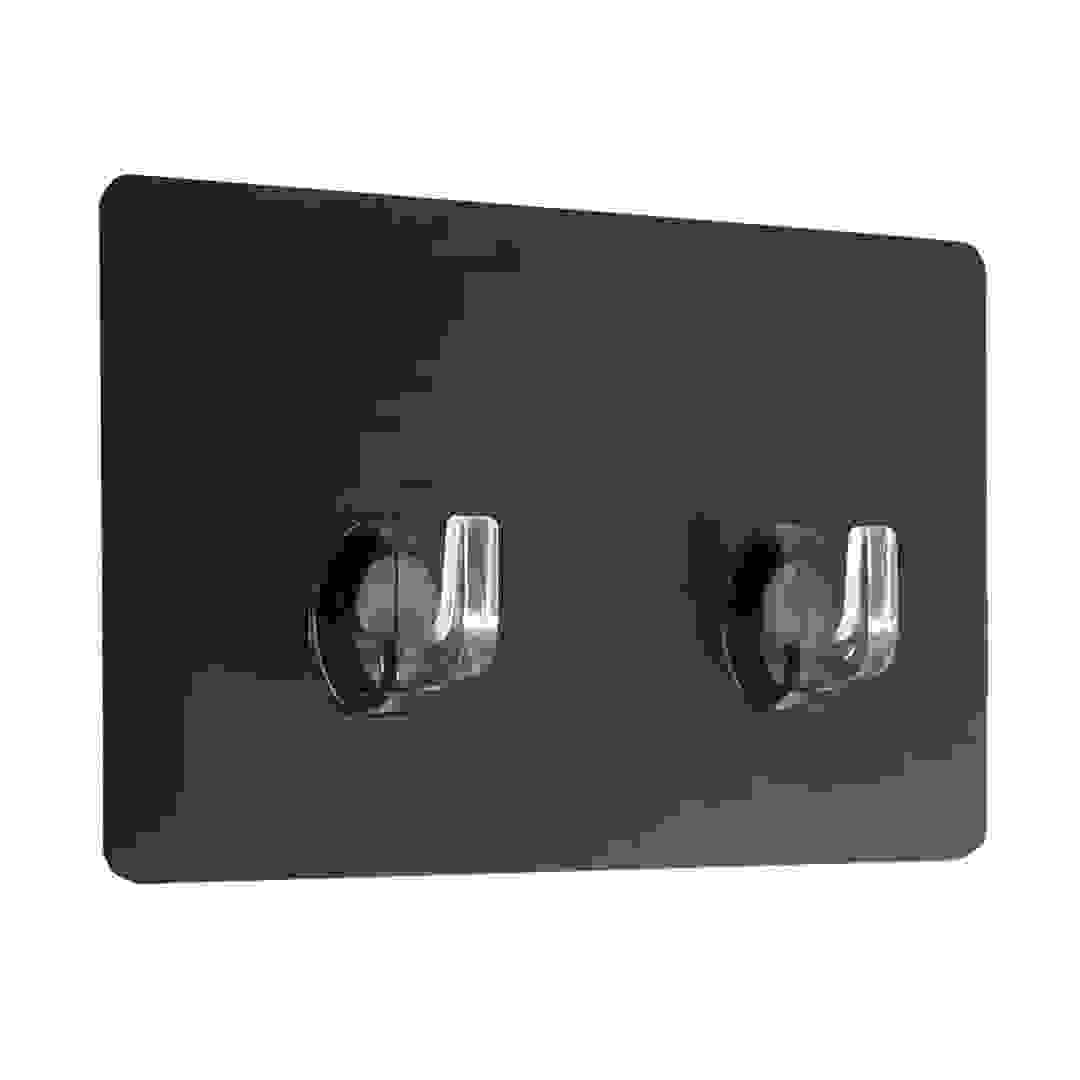 Tendance Double Square PS/PVC Adhesive Hook (Black, 8 x 2 x 14.5 cm)