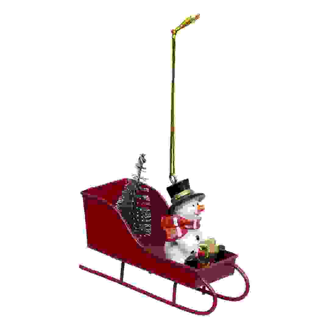 Atmosphera Resin Snowman Sleigh Festive Décor (6 x 3.5 x 9 cm, Red)