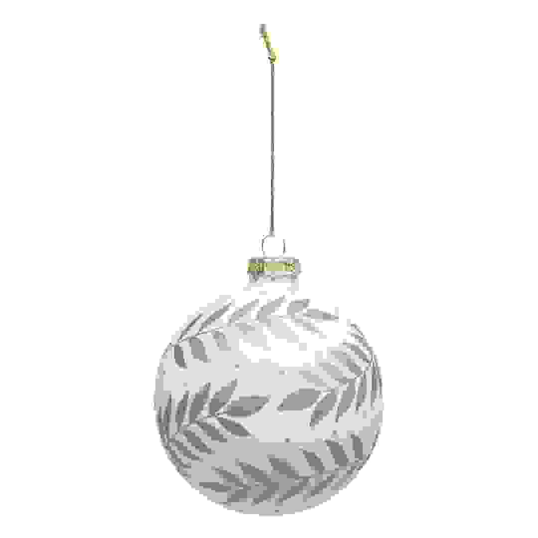 Atmosphera Hanging Christmas Branch Ball (10 cm, White/Gold)