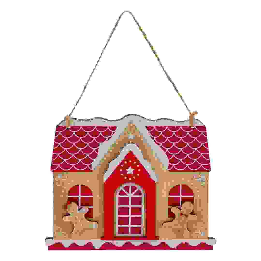 Atmosphera Wooden Gingerbread House Tree Decor (15 cm, Red)