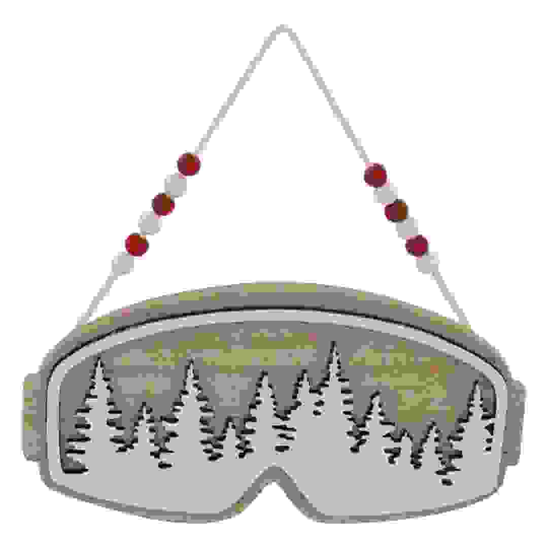 Atmosphera Wooden Ski Mask with Tree Reflections Tree Decor (1 Pc, 16 cm)