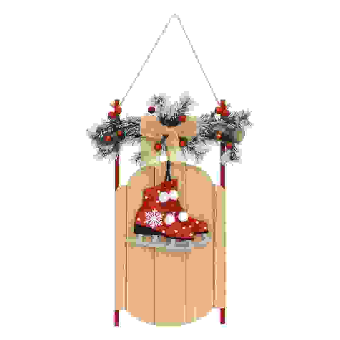 Atmosphera Wooden Sled with Ornaments Hanging Decoration (1 Pc, 50 cm)