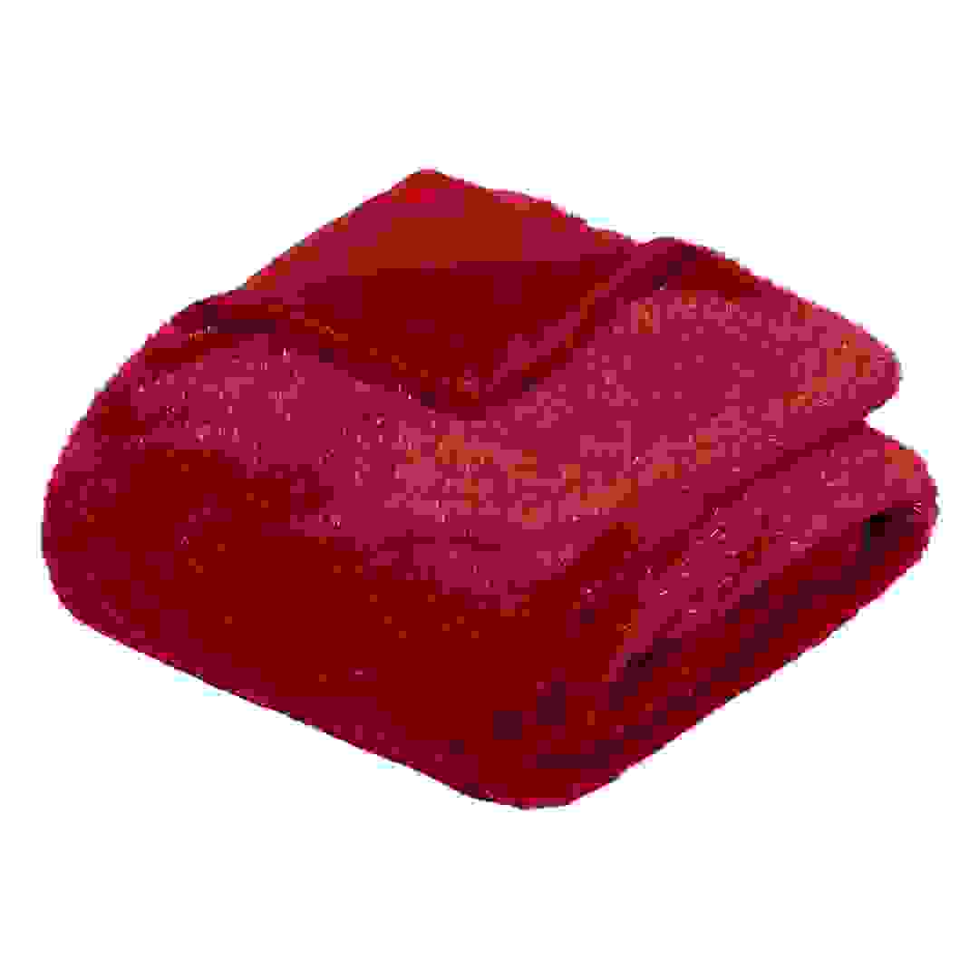 Atmosphera Metallic Polyester Fur Throw (Red, 130 x 180 cm)