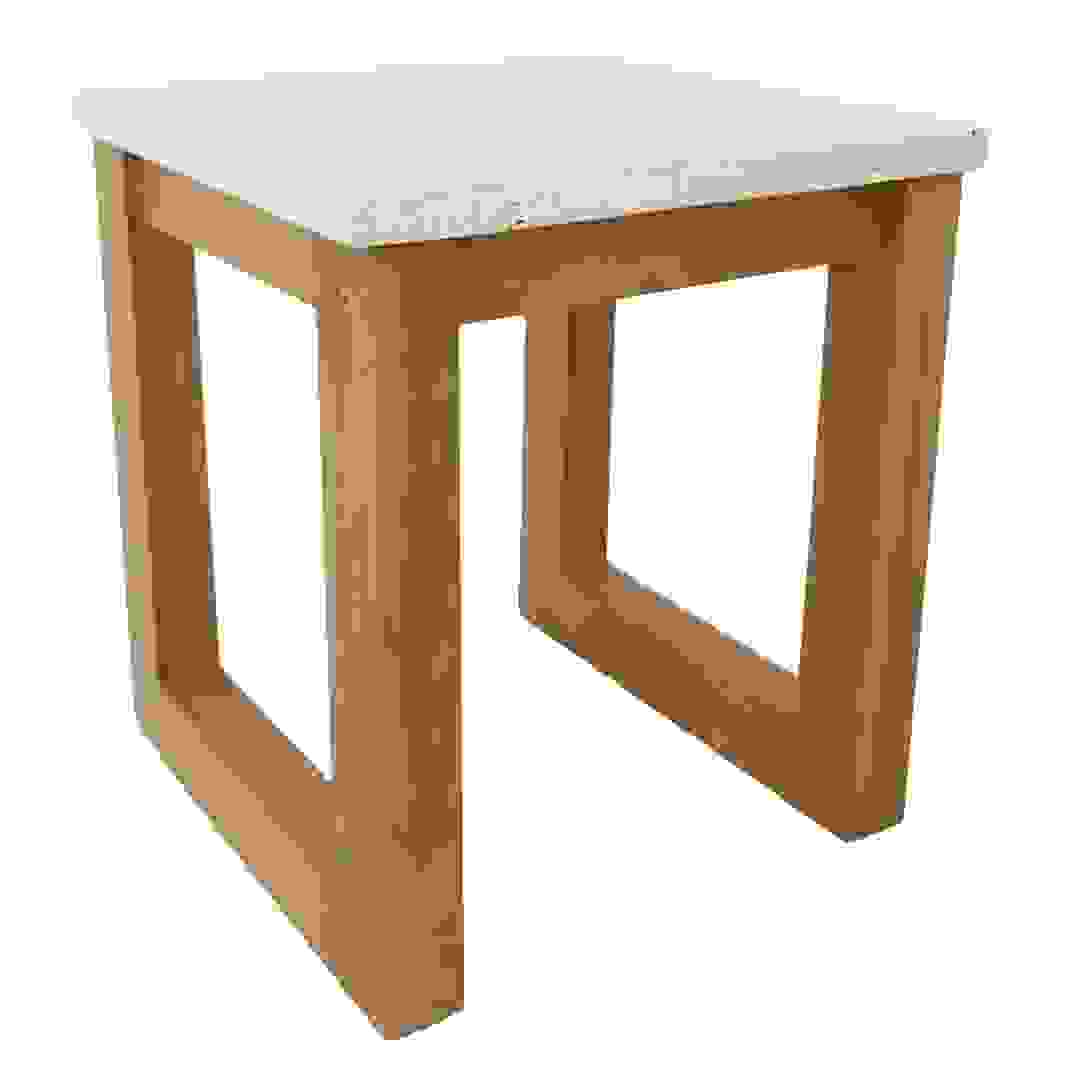 Dolce Acacia Wood Side Table W/Terrazzo Top (40 x 40 x 46 cm)