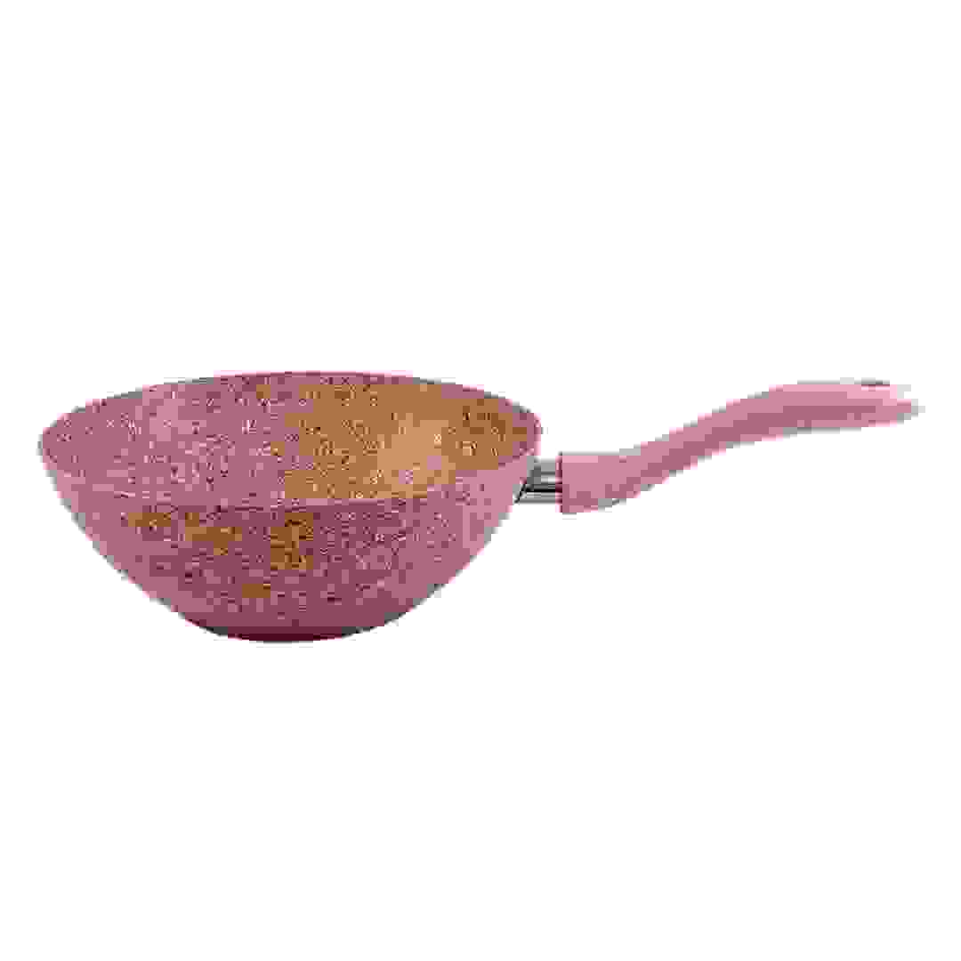 Home Maker Granitec Wok Pan (Pink, 24 cm)