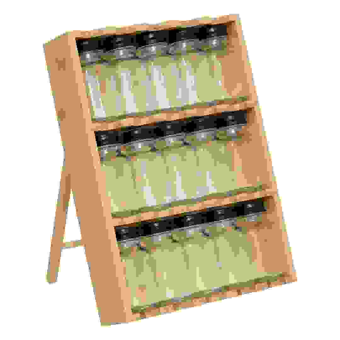 5Five Bamboo Spice Rack Drawer With Jars (15 Pc, Brown)