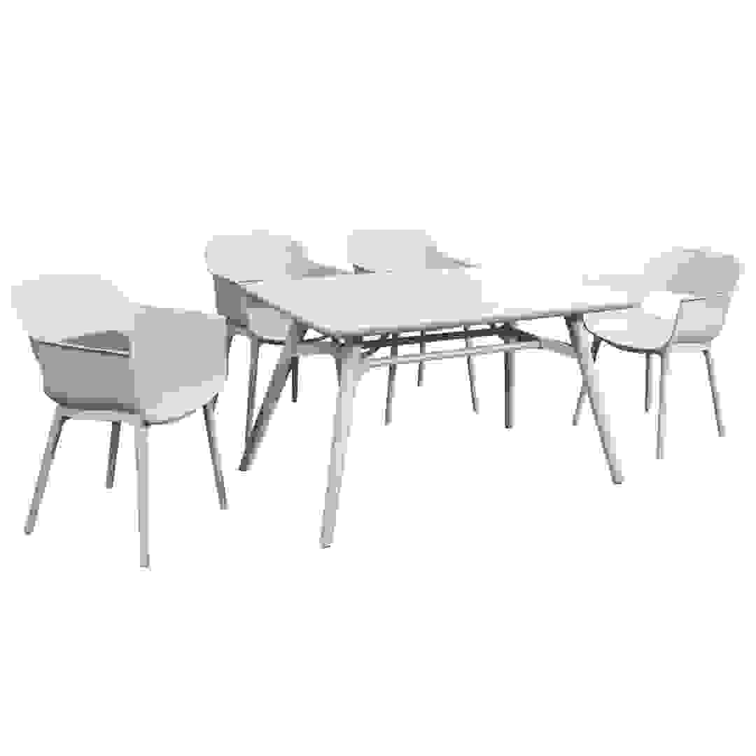 Rio 4-Seater Injected Plastic Dining Table Set (Beige, 58 x 58 x 78 cm)