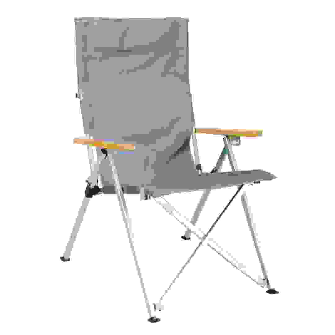كرسي تخييم بأربعة أوضاع مع مسند ذراع خشبي (رمادي، 74 × 59.5 × 98 سم)