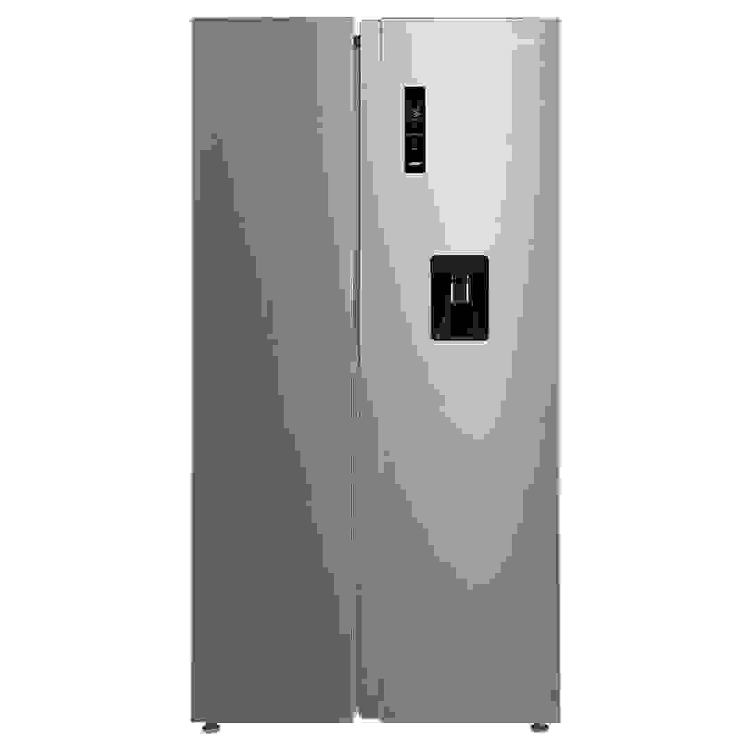Midea Freestanding Side by Side Refrigerator W/Water Dispenser, DRS704FIE02AE (704 L, Silver)