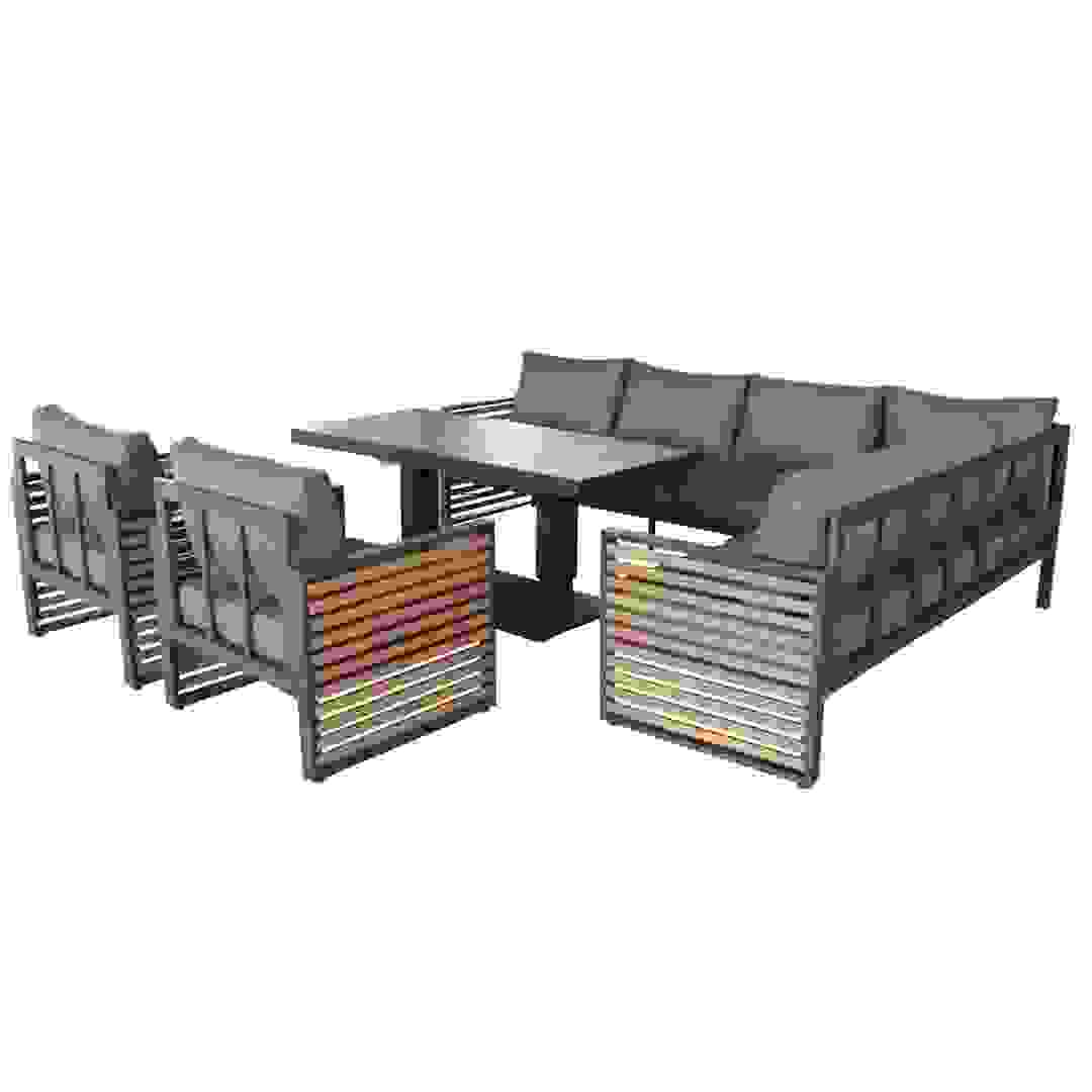 طقم كنب خارجي زاوية ألومنيوم 9 مقاعد مع وسائد أوسلو (135 × 70 × 74 سم)