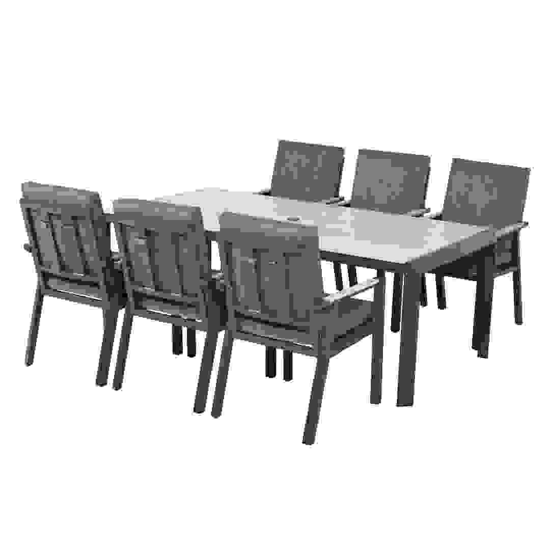 طقم سفرة خارجي ألومنيوم 6 مقاعد مع وسائد أبولو (68.5 × 65 × 91 سم)