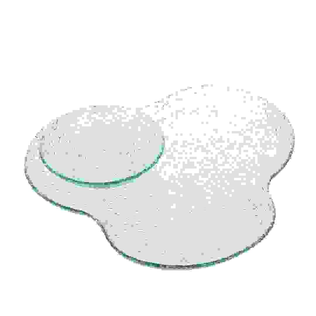 طقم صينية تقديم زجاجية مع وعاء لا ميزون