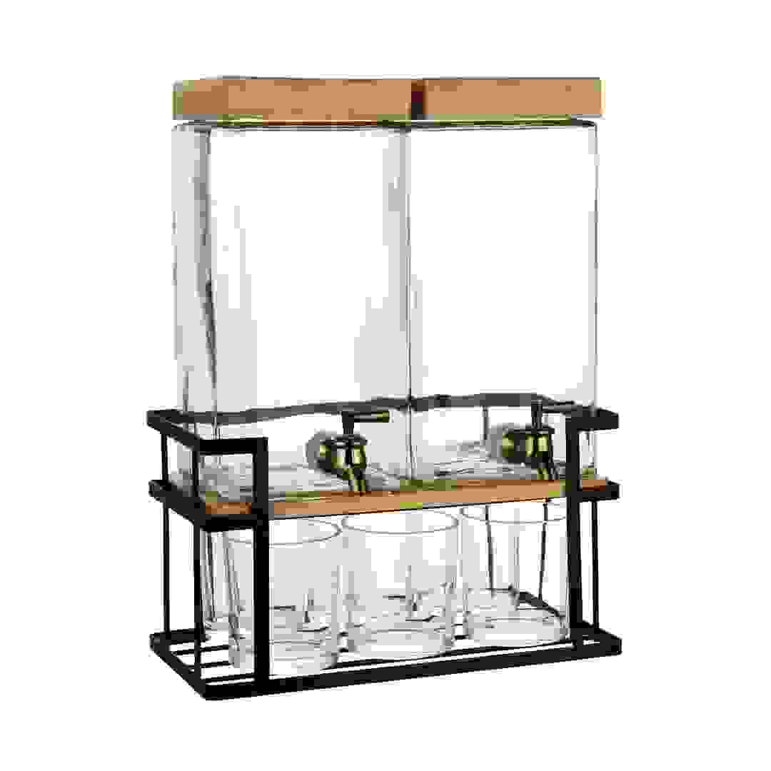 La Maison Glass Dispensr W/Black Iron Stand Set, 38110C