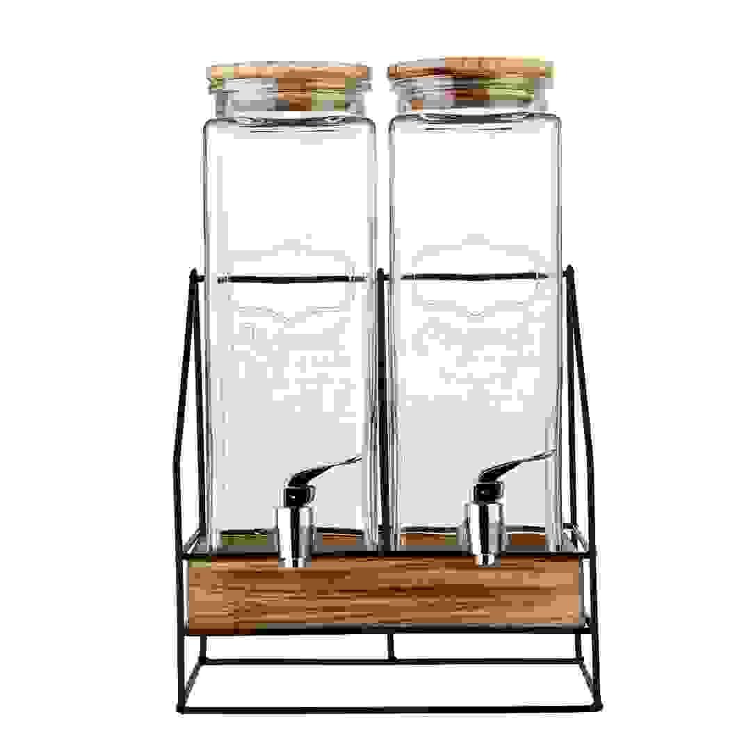 La Maison Glass Dispensr W/Black Iron Stand Set, 238118C