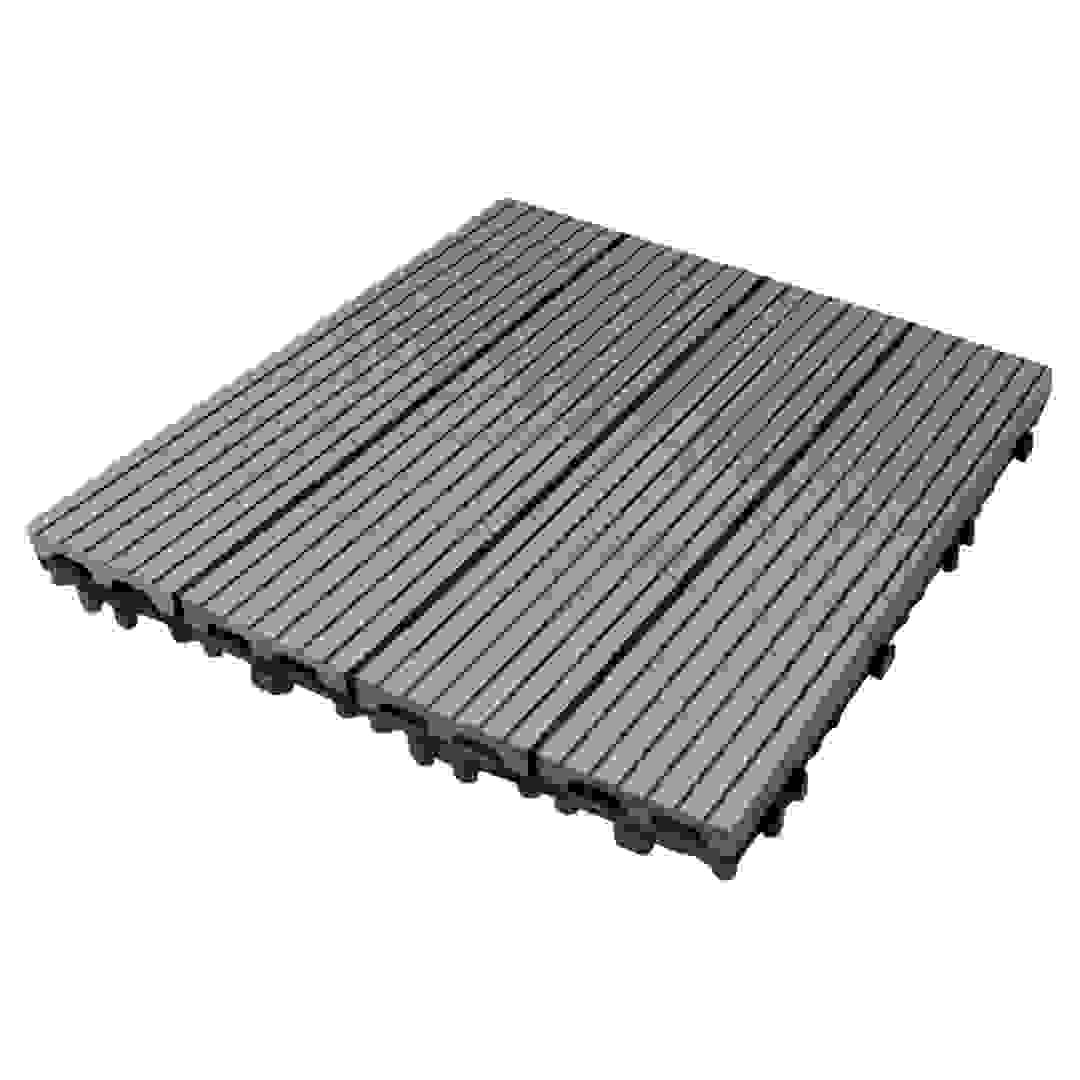 Garden Plastic Floor Decking Tiles (Grey, 30 x 30 x 2 cm, 11 Pc.)