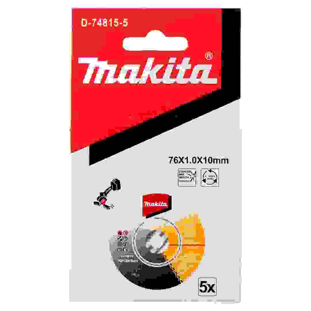 Makita Stainless Steel Thin Cut-Off Wheel Pack, D-74815-5 (7.6 x 1 cm, 5 Pc.)