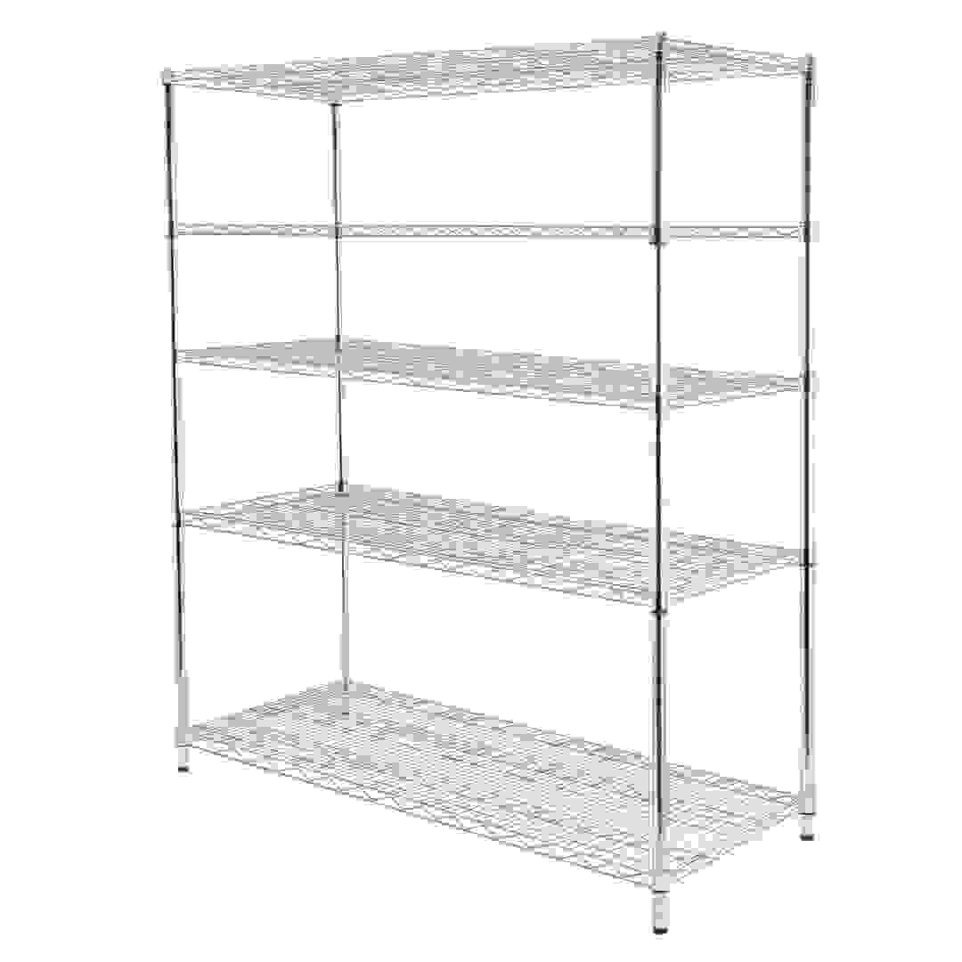 Ace 5-Tier Metal Shelf (Chrome, 150 x 60 x 180 cm)