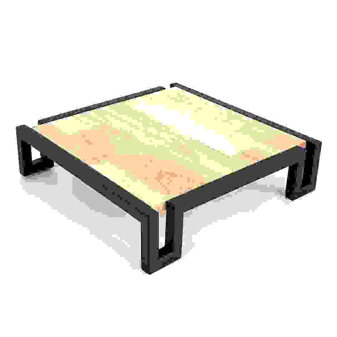 Living Accents Square Metal Riser W/Wooden Board (Small)