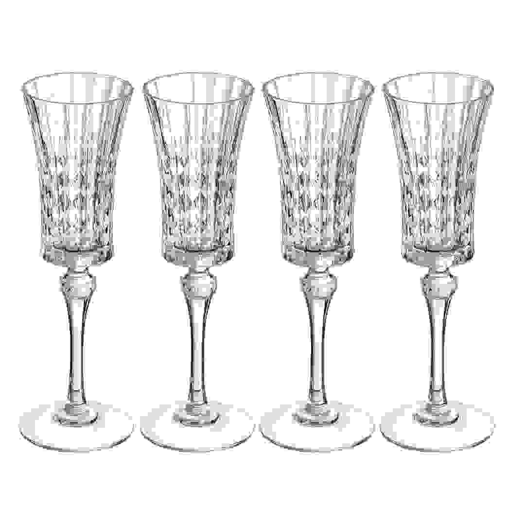 Cristal d'Arques Lady Diamond Flute Glass Cup Set (150 ml, 4 Pc.)