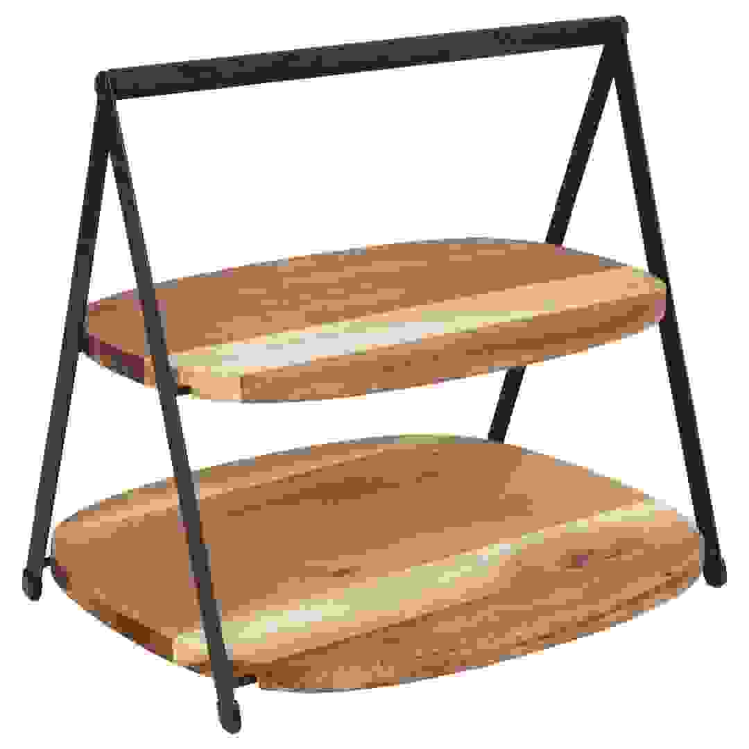 حامل أسود بطبقتين خشب أكاسيا إس جي مينا (27.5 × 25.5 × 25 سم)