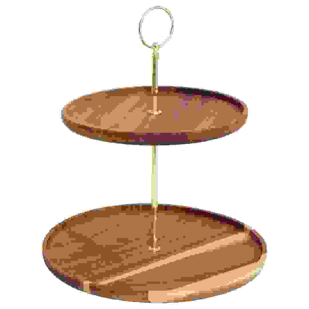 SG Mina Acacia Gold Metal 2-Tier Stand (25 x 2.7 cm)