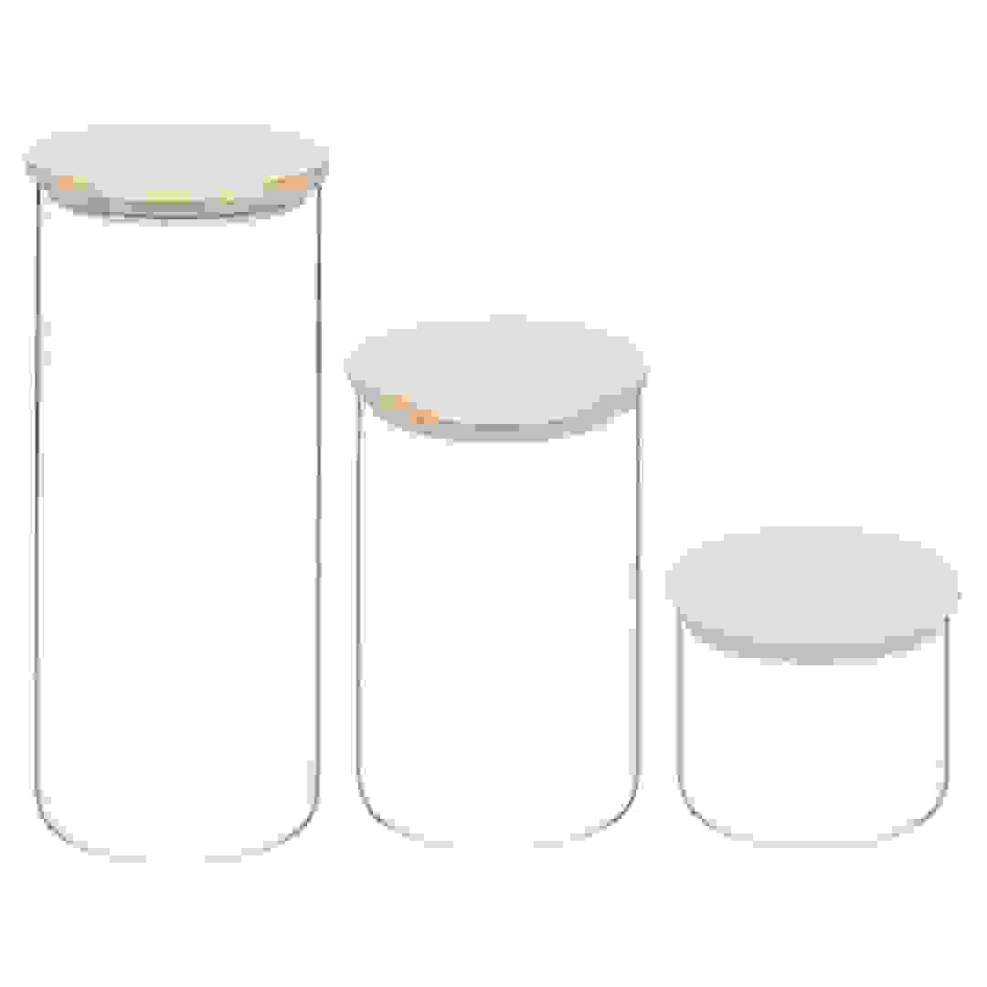 طقم برطمانات زجاج محكمة الإغلاق مع أغطية خشبية 5فايف (3 قطع)