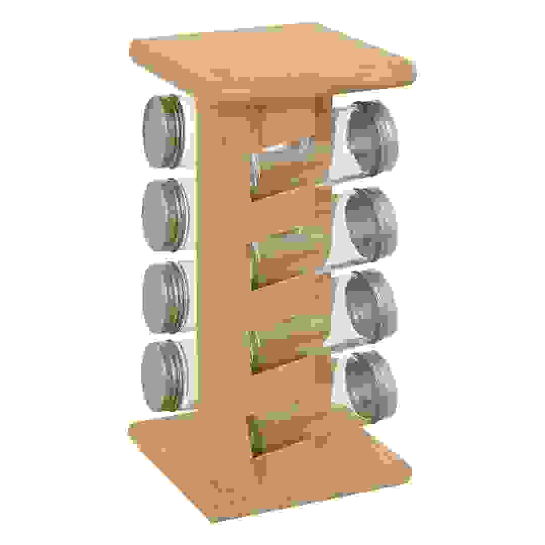 5Five Cozy Spice Jar Set with Bamboo Rack (13 x 13 x 29.5 cm, 8 Jars)