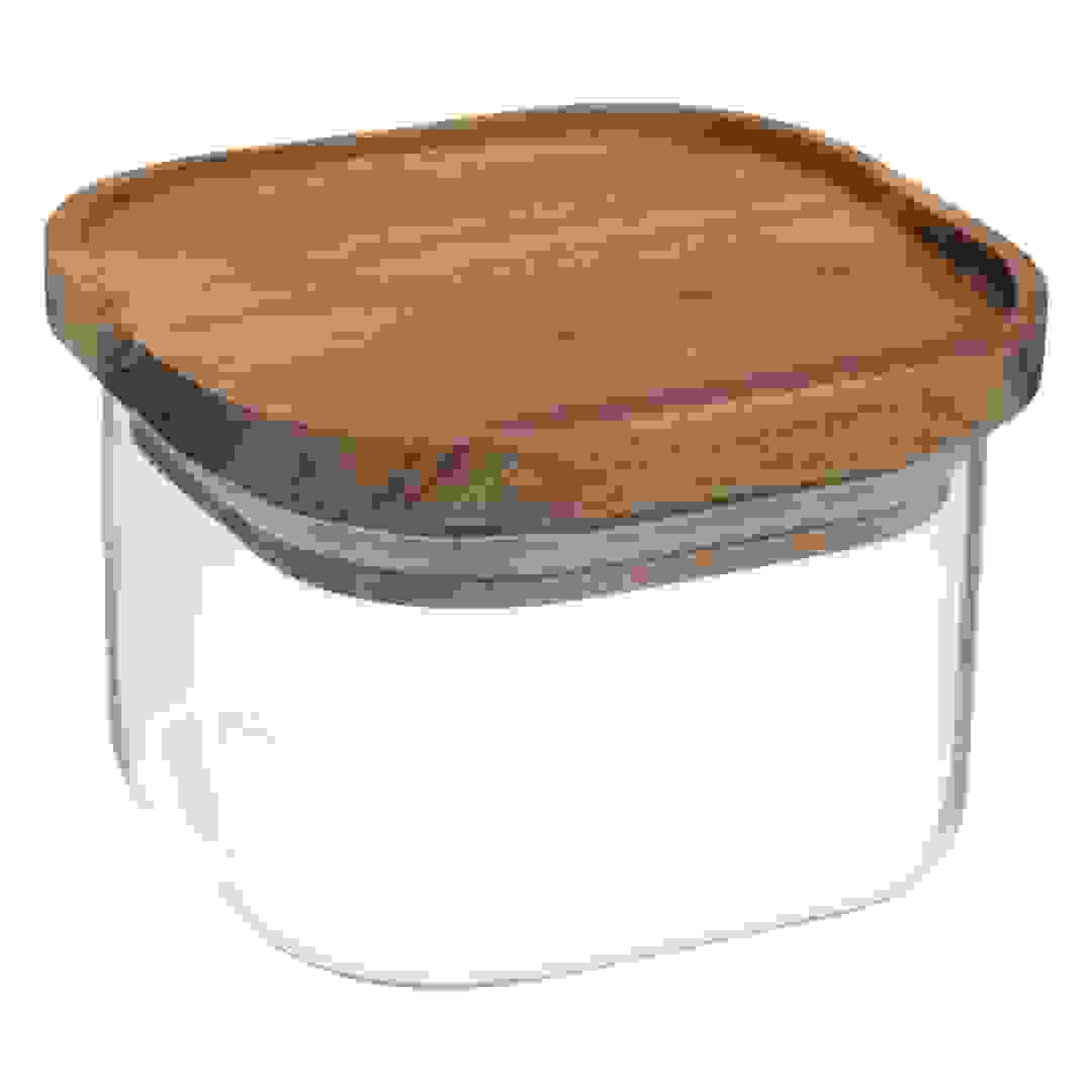 5Five Hermet Glass and Wood Square Jar (400 ml)